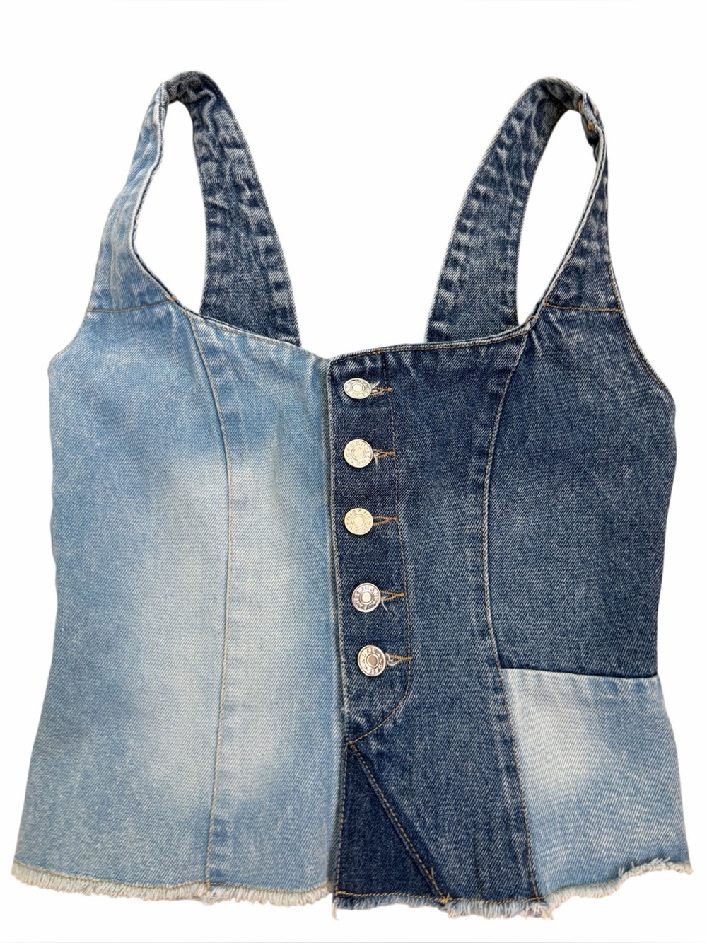 PINK RIPPLE DENIM VEST PATCHWORK MEDIUM